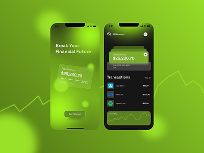 Finance Mobile App Concept bank app branding finance finance concept green mobile app mobile app mobile app concept mobile app ideas mobile app ui typographic ui