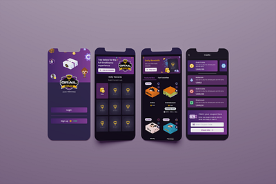 Grail Game Mobile App animation app design app muckups box design design system download design figma file game design grail game logo design product design prototyping typography uiux design visuall communication web design wireframe