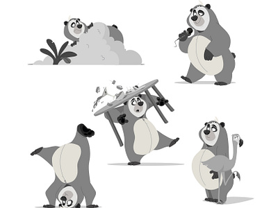 Panda adobe illustrator animal bear character design childrens book illustraion kids illustration panda poses vector