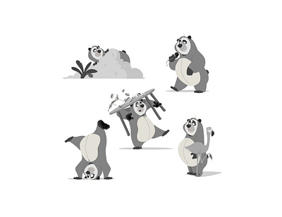 Panda adobe illustrator animal bear character design childrens book illustraion kids illustration panda poses vector