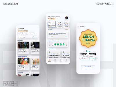 Learned - An Ed App adobexd app design branding creative figma graphic design inspiration ios design logo mobile app palettes social media ui ui design uiux user experience web design