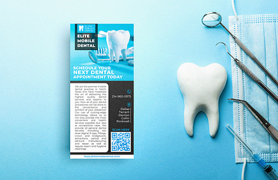 Elite Mobile Dental - Flyer & Business Card Design black blue brand identity branding business card business card design colors corporate identity dental design flyer flyer design graphic design illustration logo logo design mobile mockup smile white