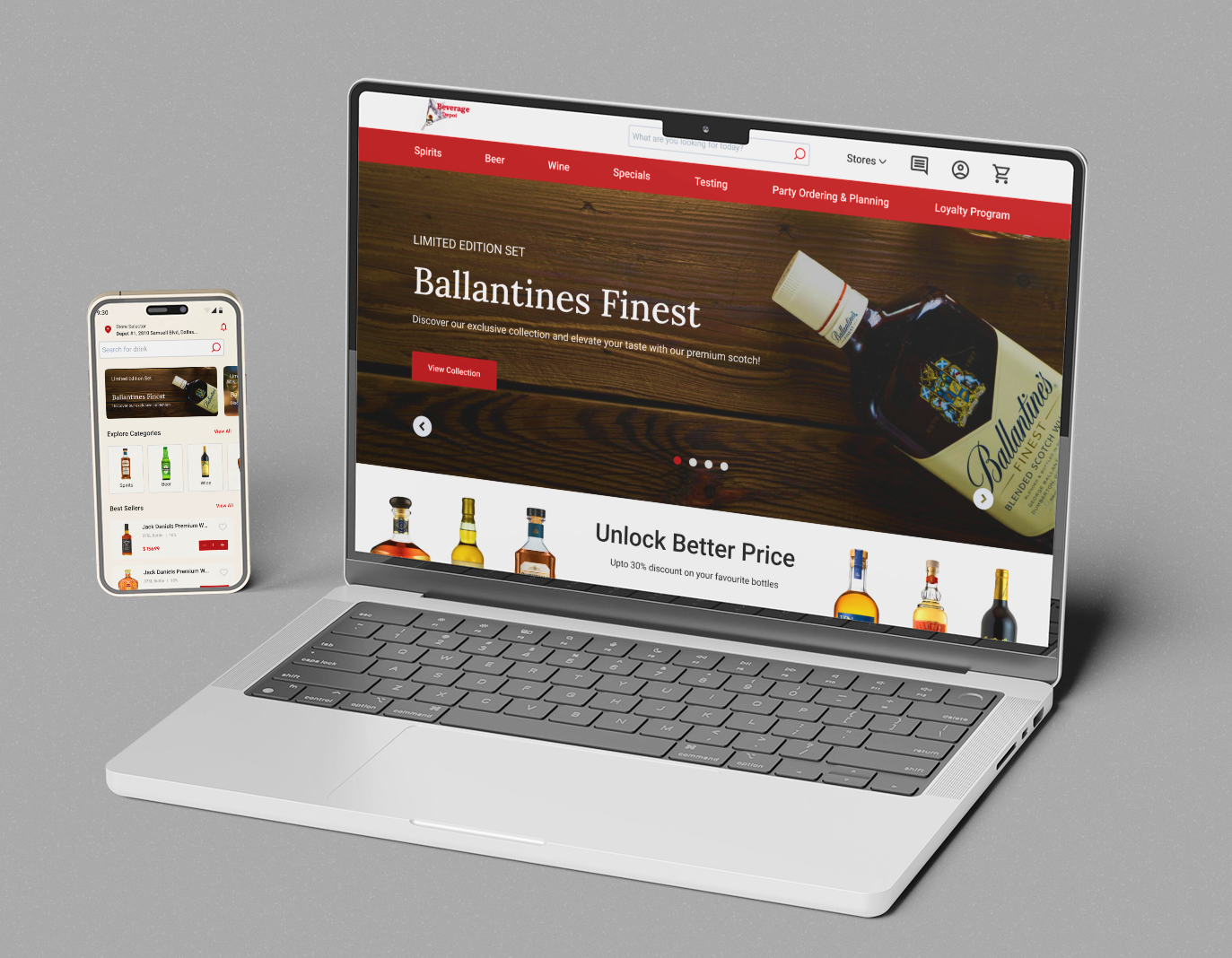 Beverage e-commerce website design beverage beverage depot e commerce app design figma landing page design liquor liquor store website design uiux usa wine