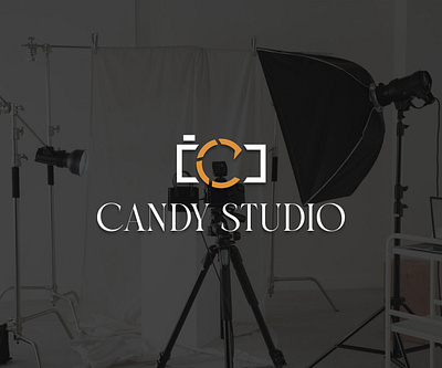 Candy Studio Logo black brand branding camera colors design graphic design illustration image logo logo design mockup orange studio umbrella wedding white