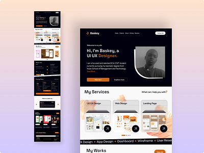 Personal portfolio website; UI/UX designer. baskey hero section personal portfolio portfolio product design profile research ui ui design uiux portfolio ux design web design