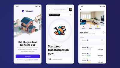 Interactive AI Assistant for Home Renovation - RenovAI animation design graphic design motion graphics ui ux