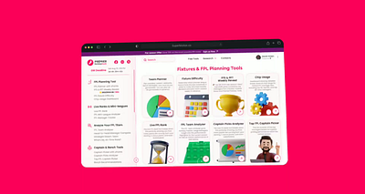 Premier Fantasy Tools – redesign of FPL analysis website ⚽ 3d analysis card dashboard english premier league epl fantasy football game gg modern pink red redesign soccer sport ui ux web design website