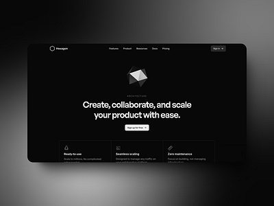 Hexagon - Hero Section Concept dark mode hero design dark mode hero section dark mode hero unit dark mode website hero design dark mode hero section hero unit hero unit minimal minimal hero design ui ui design uiux web design