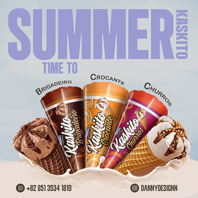 Ice Cream Kaskito, for summer poster design graphic design