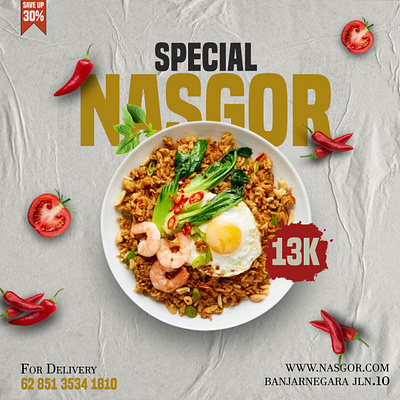 Special Nasi Goreng food traditional indonesia poster design graphic design