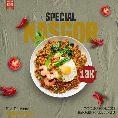 Special Nasi Goreng food traditional indonesia poster design graphic design