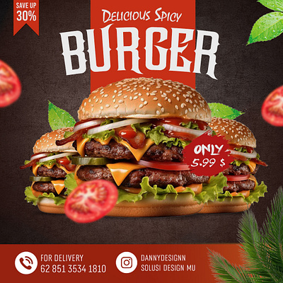 Spicy Triple Burger Poster design graphic design