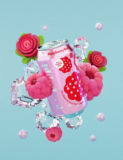 Poppi Soda Raspberry Rose Shot beverages can ice poppi raspberry rose soda drink soft drink summer summer shot