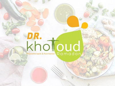 Dr.Kholoud Ramadan - Logo Design branding colors corporate identity design diet graphic design gray green healthy food illustration lemon logo logo design mockup mug orange stickers vegetables white