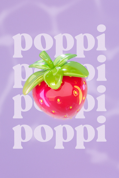 Poppi Soda Strawberry Lemon 3d strawberry beverages can drinks poppi soda soft drinks strawberry summer vibe