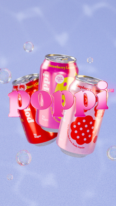 Poppi Soda Intro 3d can 3d drinks 3d logo beverages drinks poppi soap bubbles soft drinks summer