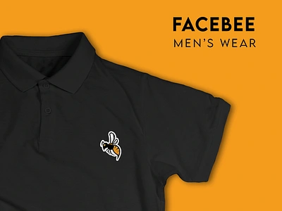 Face Bee Fashion Logo bee black branding colors corporate identity design font graphic design illustration logo logo design mens wear mockup orange t shirt white