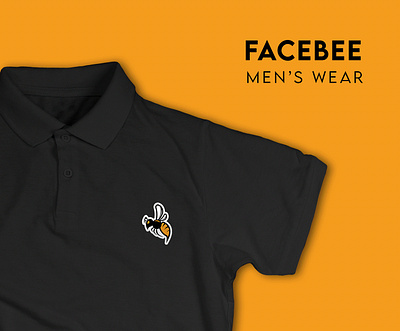 Face Bee Fashion Logo bee black branding colors corporate identity design font graphic design illustration logo logo design mens wear mockup orange t shirt white