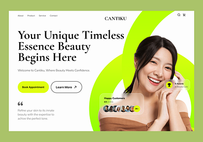 Cantiku Beauty Clinic beauty branding shots skin care typography ui uiux web website