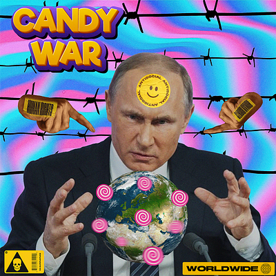 Candy War acid branding candy chiling design event funny graphic design illustration motion graphics post putine retro russia social media surrealism trippy ui war