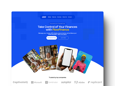 FlowFinance Hero Section flowfinance hero section landing page ui web