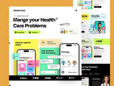 Health App Landing Page app download app store conversion optimization digital health health app health tracking healthcare management healthcare technology landing medical app mobile app design online consultations patient records responsive design telemedicine user experience user interface ux design web design web development