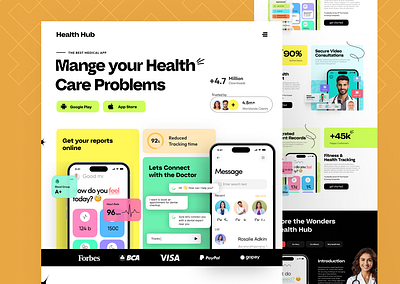 Health App Landing Page app download app store conversion optimization digital health health app health tracking healthcare management healthcare technology landing medical app mobile app design online consultations patient records responsive design telemedicine user experience user interface ux design web design web development