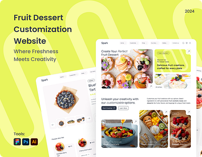 Spark - Fruit Dessert Customization Website bento design figma fruit ui ux uxui web webdesign