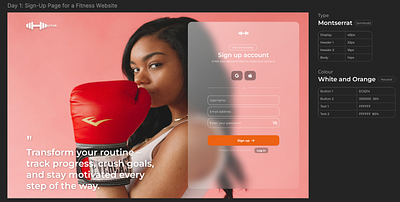 DAY 1: FITNESS WEBSITE SIGN UP PAGE app branding design graphic design illustration logo typography ui ux vector