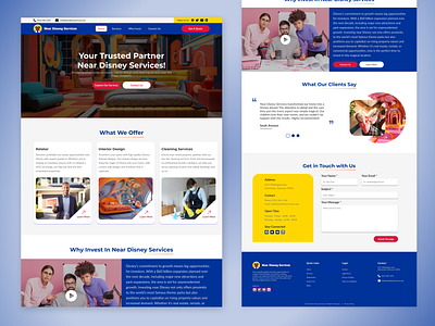 Near Disney Services Homepage asthetic branding child cleaning design disney enjoyment figma fun graphic design homepage illustration interior landing page logo relator service ui uiux ux