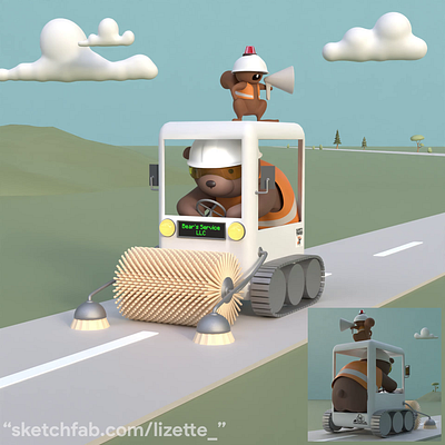 Utility service buddies 3d animation bear blender character design character modeling funny machine