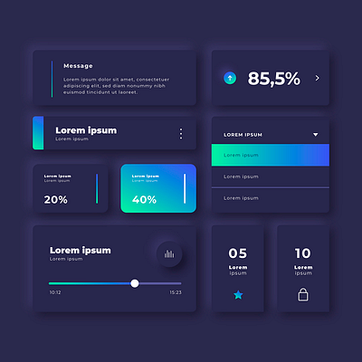 Gradient Color UI Kit Template graphic design ui uikit ux web