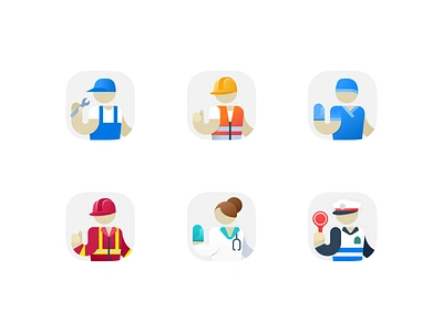 TOP app services icons doctor figma firefighter icon iconset illustration illustrationicon latepost minimaldesign police repairman superapp