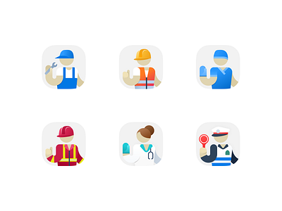 TOP app services icons doctor figma firefighter icon iconset illustration illustrationicon latepost minimaldesign police repairman superapp