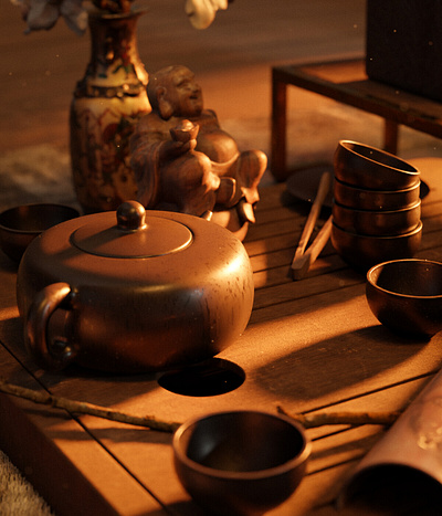 3D Chinese tea-drinking ceremonies 3d graphic design