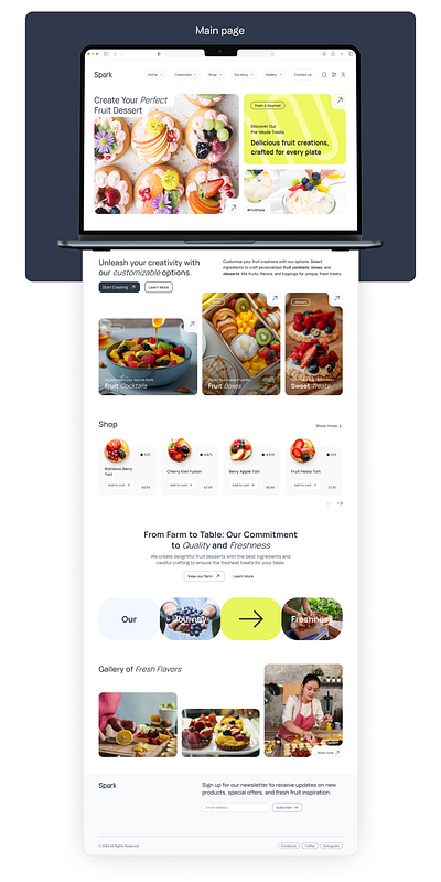 Spark - Fruit Dessert Customization Website bento bentogrid figma fruit ui ux uxui web webdesign