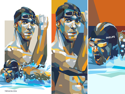 Michael Phelps athlete colorful design fan art illustration inspirational legendary portrait poster sport sport poster sports swim swimming vector vectorart