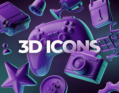 3D Purple Icon Set 3d 3d icon cinema 4d design graphic design icon purple set ui