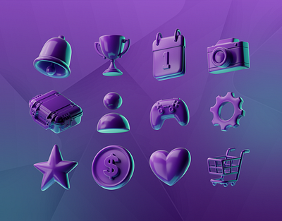 3D Purple Icon Set 3d c4d cinema 4d design graphic design icon pack set ui