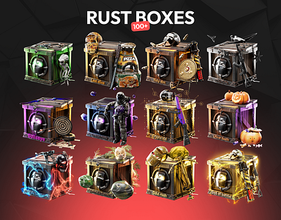 Rust boxes \ crates 3d boxes case crates design gambling graphic design icon rust