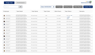 Task Dashboard design employee dashboard graphic design ui uiux web page website