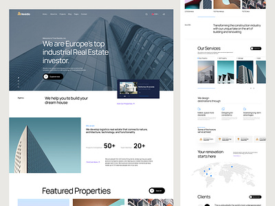 Residio - Real Estate Property agency app branding build clean clean ui design exploration graphic design header interaction investor landing page minimal real estate renovation trend 2025 ui ux web design