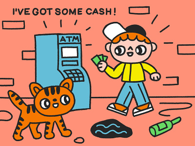 I've Got Some Cash atm bank app bank card banking blockchain cash character crypto cute illustration finance