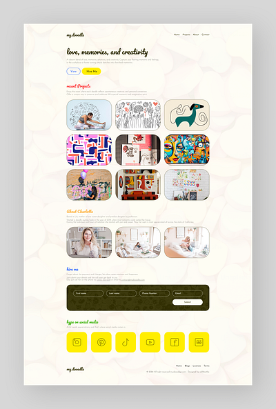 Wix Studio - My Dooodle artist portfolio author page figma landing page muted colors one page design res responsive design small business web design wix studio