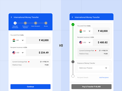 International Money Transfer form goal gradient effect interaction design international money transfer money transfer payment progression bar stepper ui ux ux design