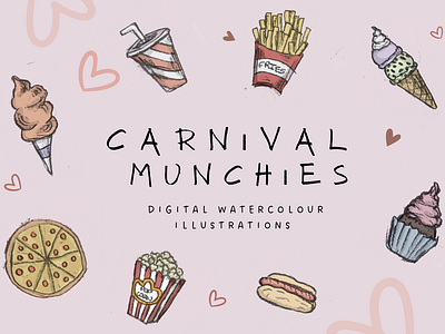 Carnival Munchies carnival childrenillustration digitalillustration fantasyart foodart kidlitart magical mystical watercolourillustration