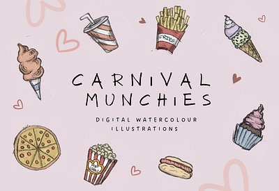 Carnival Munchies carnival childrenillustration digitalillustration fantasyart foodart kidlitart magical mystical watercolourillustration