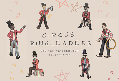 The Ringleaders boys childrenillustration circus digitalillustration fantasyart kidlitart magical men mystical nostalgia watercolourillustration