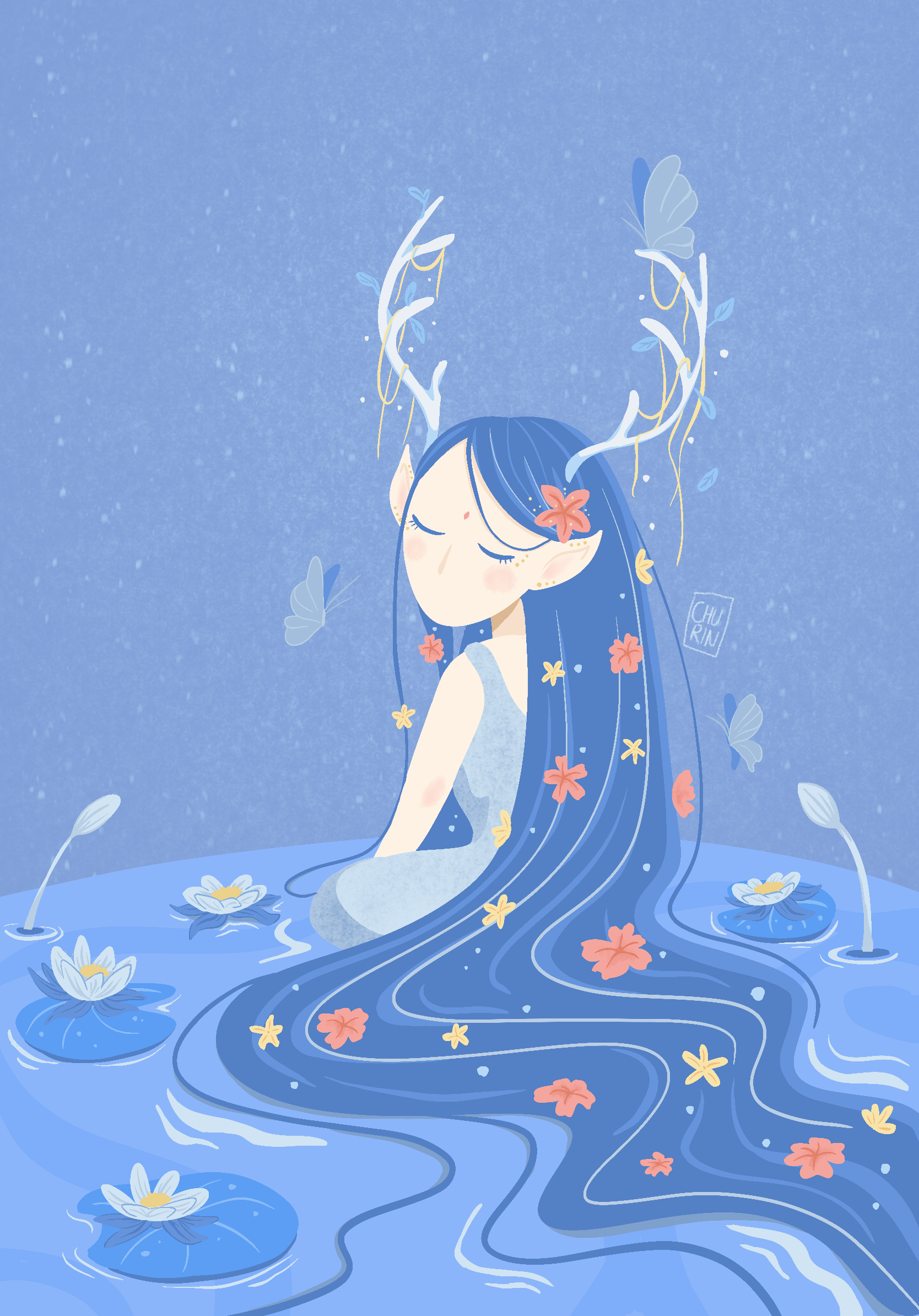 Water Fairy book cover branding childern illustration design dreamy fairy folklore graphic design illustration ui vector water