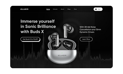 Elver Website Design audio experience bento grid darkmode earbud ecommerce earbud website elver technology ui unique